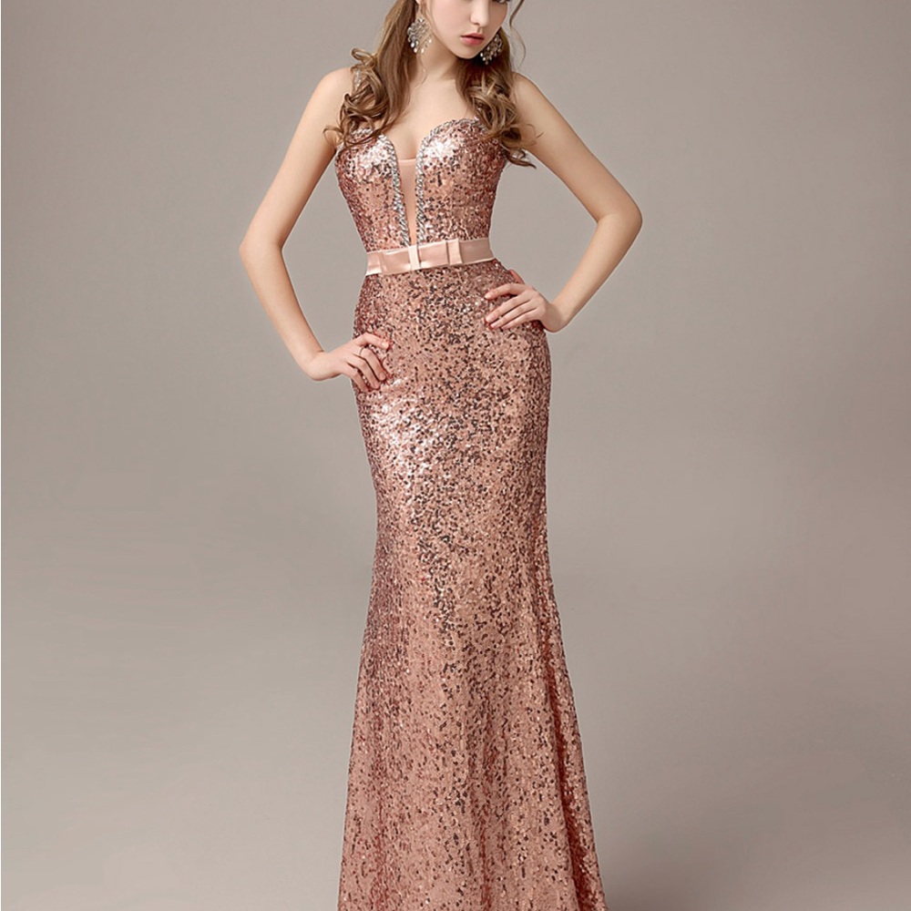 Pink Jeweled Sequin Gown with Bow NWT HOLIDAY PARTY! NEW YEARS! BIRTHDAY PARTY!